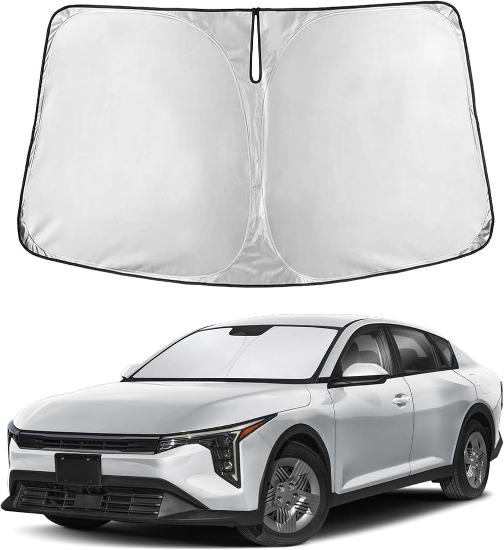 EcoNour Windshield Sunshade Compatible for Kia K4 2025 2026, Sun Visor for Front Windshield & Window Sun Shade Cover, UV Heat Blocker & Protector, Car Accessories