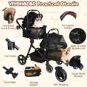 Foldable Double Pet Stroller for 2 Small Medium Cats Dogs, Lightweight Single and Double Integrated Pet Stroller with Detachable Carriers