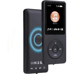 128GB MP3 Player with Bluetooth - with Built-in HD Speaker, Voice Recorder, HiFi Sound, E-Book - Portable Music Player for Kids (Included Earphones) (black)