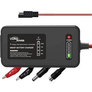 ULTRAPOWER Upgraded 1214.6V LiFePO4 Battery Charger,4A Smart Lithium Battery Charger and Maintainer for Cars,Motocycles,Golf Trolley,UAV,Fishing Boat and Lithium Deep Cycle Batteries(ETL Listed)
