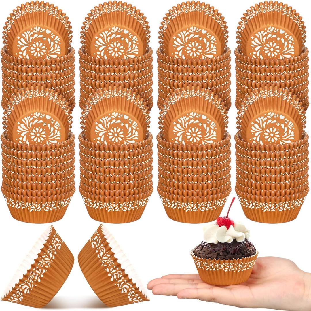 Vesici 800 Counts Cielito Lindo Baby Shower Party Decoration Mexican Clay Cupcake Liners Cielito Lindo Cupcake Wrapper Mexico Muffin Liner Papers Baking Cups for Wedding Baby Shower(Hollow Flower)