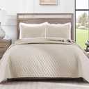 Exclusivo Mezcla Reversible Full Queen Quilt Bedding Set with Pillow Shams, Lightweight Quilts Queen Size, Soft Bedspreads Bed Coverlets for All Seasons - (Brich Beige, 90"x96")