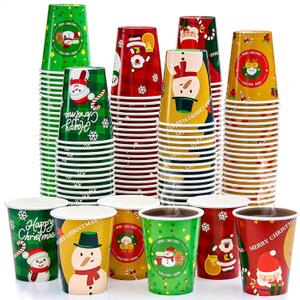 120 Pack 12oz Christmas Disposable Paper Cups - 6 Kinds of Christmas Themes Paper Cups, Perfect for Holiday Parties & Daily Hot/Cold Drinks