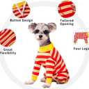 Dog Striped Recovery Suit, Puppy After Surgery Onesie, Long Sleeve Pajamas Bodysuit, Surgery Abdominal Wound Bandages Clothes, Dog Pant for Shedding Skin Disease, Red Large