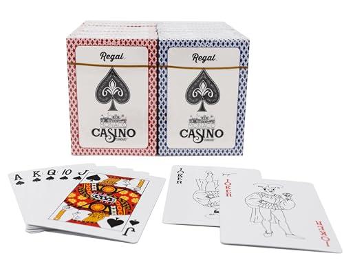 Regal Games - Bulk Playing Cards Set for Adults & Professionals - 6 Red & 6 Blue Standard, Large Print Deck of Cards - Blackjack, Euchre, Canasta, Poker Cards - Fun & Travel Playing Cards (10 Pack)
