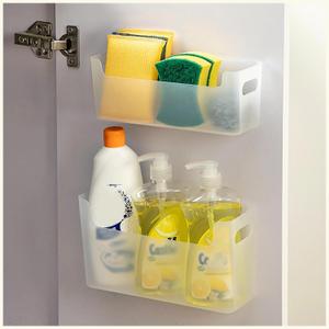 VANDHOME 2 Pack Over Cabinet Organizer Storage Lid Organizer No Drilling Slim Space Kitchen|Bathroom Pantry Door Organizer Multi-Use Adhesive Wall Door Basket (Translucent)