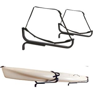 Suspenz Kayak Storage Rack, Wall Mount, Black Powder-Coated Steel, Canoe Hooks, Ideal for Storing Canoes, Large Kayaks, Paddle Boards & Cargo Boxes - Indoor & Outdoor Use (12-0104), 15''H, 125Lb Capacity
