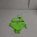 Tempt Me Women Triangle Bikini Sets Halter Two Piece Sexy Swimsuit String Tie Side Bathing Suit (Small, Neon Green)