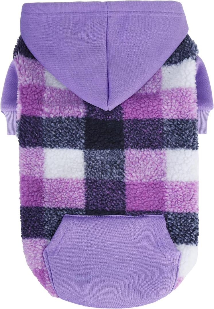 PUPTECK Dog Hoodie Puppy Sweatshirt Warm Dog Sweater Winter Clothes Cold Weather Coats for Small Medium Large Dogs, Purple, M