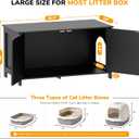 Extra Large Cat Litter Box Enclosure Furniture Dog Proof, Hidden Kitty Washroom Cabinet Low Entry, Wooden Cat Boxes Odor Control for Home, Farmhouse Style Decorative with Storage, Black