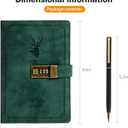 ZukoCert Journal With Lock A5 PU Leather Diary With Lock 240 Pages, Retro Journal With Lock And Key To Protect Your Privacy, Unisex.Deer Head Style, Green