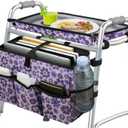 MDSTOP Walker Basket with Tray, Walker Tray for Folding Walker, Walker Accessories for Seniors, Non-Slip Surface, Universal Fit for Standard Walkers, Ideal for Meals, Drinks & Reading (Purple)