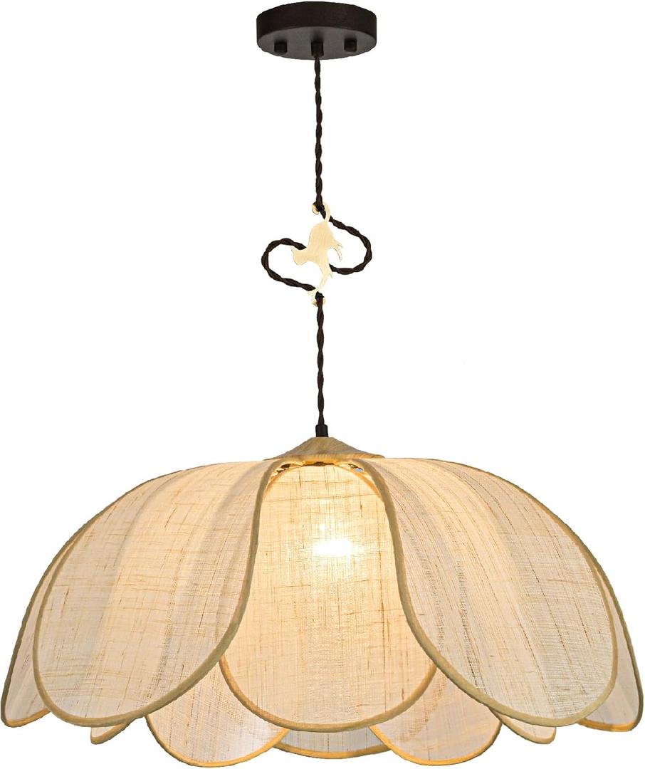 Boho Light Fixture, 24" Hand Woven Rattan Chandelier, Boho Chandelier with Brass Cat Hook for Dining Room, Living Room, Kitchen, Bedroom and Restaurant