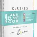 8.5 x 11 Waterproof Recipe Holder Holds 300 Recipes, Blank Recipe Book to Write in Your Own Recipes, Recipe Binder, Recipe Book Blank, Recipe Notebook, Cookbook Binder, Recipe Journal, Blank Cookbook