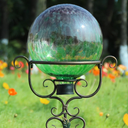 Gazing Ball 10 Inch Glass Reflective Garden Globe Outdoor Gazing Globe Sphere Yard Ornament for Garden Yard Home Outdoor Decoration Gift for Women (Yellow)