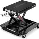 VIVOHOME 1100 Lbs Motorcycle Lift Jack, Steel Wide Deck ATV Scissor Lift with Dolly Wheels & Hand Crank, Bike Garage Repair Hoist Stand for Maintenance, Black