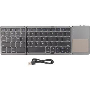 Foldable Keyboard with Touchpad, 3 Folding Wireless Keyboard 63 Keys 10m Connection USB Charging, for iOS for Laptop Tablet Smartphone (Dark Gray)