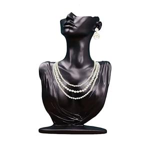 Papinimo Black Resin Jewelry Mannequin Bust Necklace Display Earring Pendant Chain Display Stand Model Holder for Shows Selling Home Decor