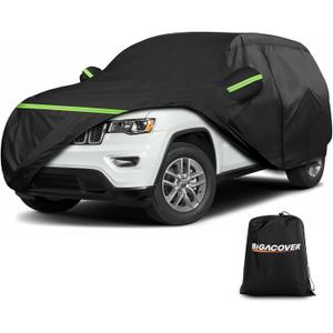 Full Car Cover for Jeep Grand Cherokee All Weather Waterproof Windproof 6 Layer Full SUV Car Covers Custom Fit for 2011-2025 Jeep Grand Cherokee WK2 with Door Zipper and Storage Bag (Up to 193 L)