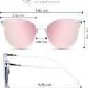 Retro Round Sunglasses for Women, Pink Sunglasses Womens with Classic Trendy Frame Sunnies Shades UV400 Blocking