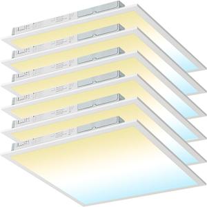 kadision 2x2 LED Flat Panel Light, 50W/45W/40W/30W/25W Adjustable, 5000K/4000K/3500K Selectable, 5500LM 0-10V Dimmable Drop Ceiling Lights, 100-277V ETL-Listed, 6-Pack