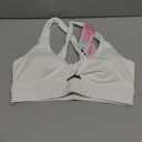 YUNOGA Women's Workout Push Up Bras Twist Front Cropped Yoga Bra with Removable Pads and Supportive Criss Cross Back (White)