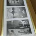 Golden State Art, 5x7 Aluminum Collage Frame, Displays 7x5 Pictures With 3 Openings Mat or One 8.5x16.3 Photo, Real Glass, Portrait/Landscape Wall Display, Gold, 1 Pack