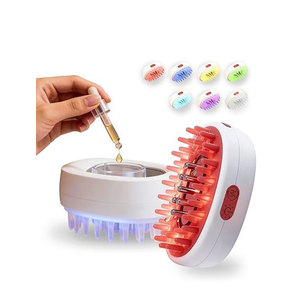 7-1 Red Light Hair Brush Comb | Vibrating Electric Red Light Scalp Massager + Oil Applicator for Fuller-Looking Hair Care | Scalp Massage for Head Spa | Portable, Cordless & Waterproof