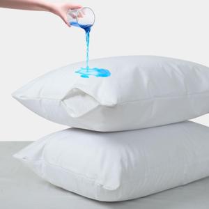 Waterproof Pillow Protectors with Zipper, Standard Size Pack of 2 Zippered Pillow Covers, Noiseless Pillow Encasement Cases 20 x 26 Inches (White)