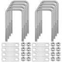 BOHUIZ 4 Sets Square U Bolts 2" W x 4.33" L, Stainless Steel U Bolts with Frame Plate and Hex Nut for Replacement Parts and Accessories for Ski Boat, Fishing Boat or Sailboat Trailer
