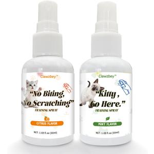 Cat Deterrent & Calming Spray Combo Set  A Behavior Training Aid that Effectively Prevents Scratching and Urine Marking While Relieving Anxiety and Soothing Your Cats Mood, 1.69 fl oz, 2 Packs