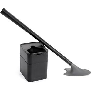 Broombi Sani-Flex Toilet Brush Squeegee and drip-Less Holder Set with a Patented Silicone Bristle-Free Head - no Mess, no clinging gunk or Poo, Super Clean Solution (Black)