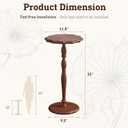 STO'SENSE Round Side Table, Drink Table for Small Spaces,Modern Accent Nightstand w/Solid Wood Leg,Mid-Century Pedestal Sofa Table w/Classic Sculpted Design for Living Room,Tool-Free Assembly,Walnut