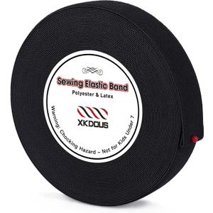 XKDOUS Elastic Band for Sewing, 1 Inch 14 Yards Elastic Bands for Sewing Waistband and Pants Waist, Black Knit Elastic Band for Wig, High Elasticity