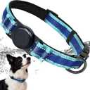 AirTag Dog Collar, IP68 Waterproof Air Tag Dog Collar Holder, Reflective, Ultra-Durable, Comfortable Padded, Heavy Duty Dog Collars for Small Medium Large Dogs-Blue-S