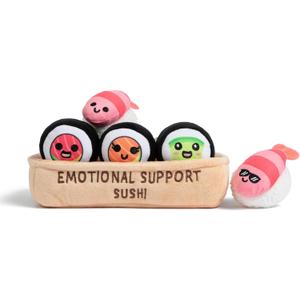 Emotional Support Sushi by Relatable, Cuddly Stuffed Animals and Plushies Set, Small Gifts for Mom, Includes 5 Sushi Plush Toys with Carrying Basket