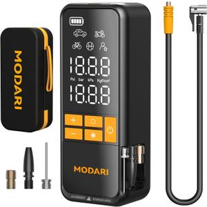 Tire Inflator Portable Air Compressor - 4X Faster 160 PSI Portable Air Pump for Cars - Cordless Tire Inflators with Gauge - Portable Tire Inflator for Car, Pickup, Bike and More (Yellow Black)