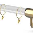 8FT acrylic curtain rod set for 96"windows, 1 1/2" diameter clear acrylic curtain rod with twenty curtain rings. Three gold yellow wall mounted brackets. Modern & clear look.