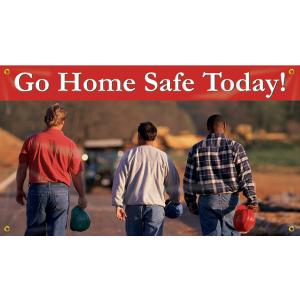 Accuform MBR426 Motivational Safety Banner, Legend "GO Home Safe Today", 28" Length x 4-ft Width, Reinforced Vinyl with Metal Grommets