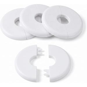4PC Escutcheon Plate, Round Wall Split Flange Self-Adhesive Buckles Design for 1" Diameter Pipe (pure white)