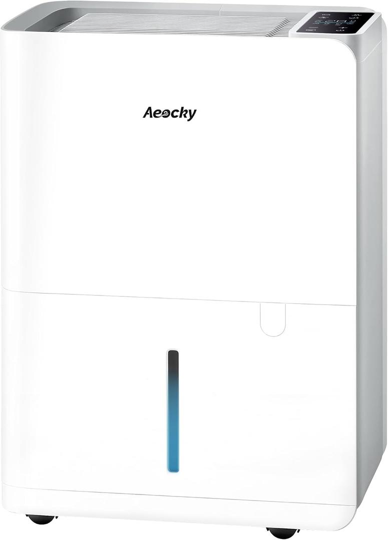 AEOCKY 50 Pint/Day Compressor Dehumidifier, 3500Sq.Ft for Basement, Home, Bedroom, Bathroom, with Drain Hose, Intelligent Humidistat, Quiet
