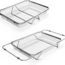 Extendable Dish Rack with Feet, Vegetable Colander Basket, Stainless Steel Dish or Silverware Drying Rack, Ultimate Kitchen Organizer Over The Sink (14.76 x 10.63 x 3.15 Inches)