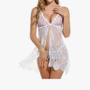 Sexy Lingerie for Women Two Piece Lace Teddy Nightdress See Through Sheer Nightgown Eyelash Lace, L