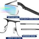 Blue Light Blocking Reading Glasses for Men With Spring Hinge Metal Full Frame Lightweight Readers Classic Trend