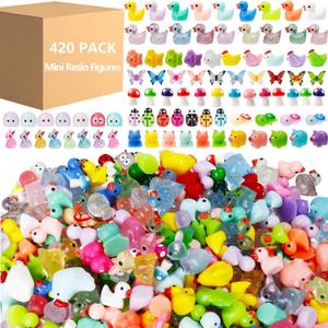 420 Pcs Mini Resin Animals 12 Styles Resin Animals Figurines Bulk for Fairy Garden Miniature Dollhouse Accessories Hide Crafts Decor