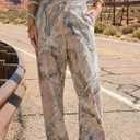 EXLURA Womens 100% Cotton Camo Pants High Waisted Straight Leg Baggy Denim Trousers Y2K Trendy Casual Forest Camo Cargo Jeans,XS