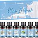 Essential Oils Set, Clean Scents Fragrance Oil Aromatherapy Essential Oils Kit for Diffuser (6x10ML) - Baby Powder, Bedtime Bath, Clean Cotton, Eucalyptus & Mint, Fresh Home, Fresh Linen Scented Oil