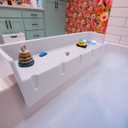 Tub Topper Bathtub Splash Guard & Bath Shelf for Kids Toddler Bath Tray, Bath Toys Storage & Ledge Organizer Splash Guard for Bathtub with Suction Cups Kids Bathroom Accessories (White), Full
