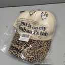 Funny Trucker Hats Women Men,Adjustable Cotton Trendy Cute Vintage Hat, Put It on My Husband's Tab - Leopard/Beige