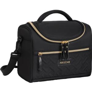 Insulated Lunch Bag for Women - Reusable Lunch Box for women - Leakproof Cooler Tote Bag Containers with Adjustable Shoulder Strap for Office Work Travel Picnic Outdoor (Black)